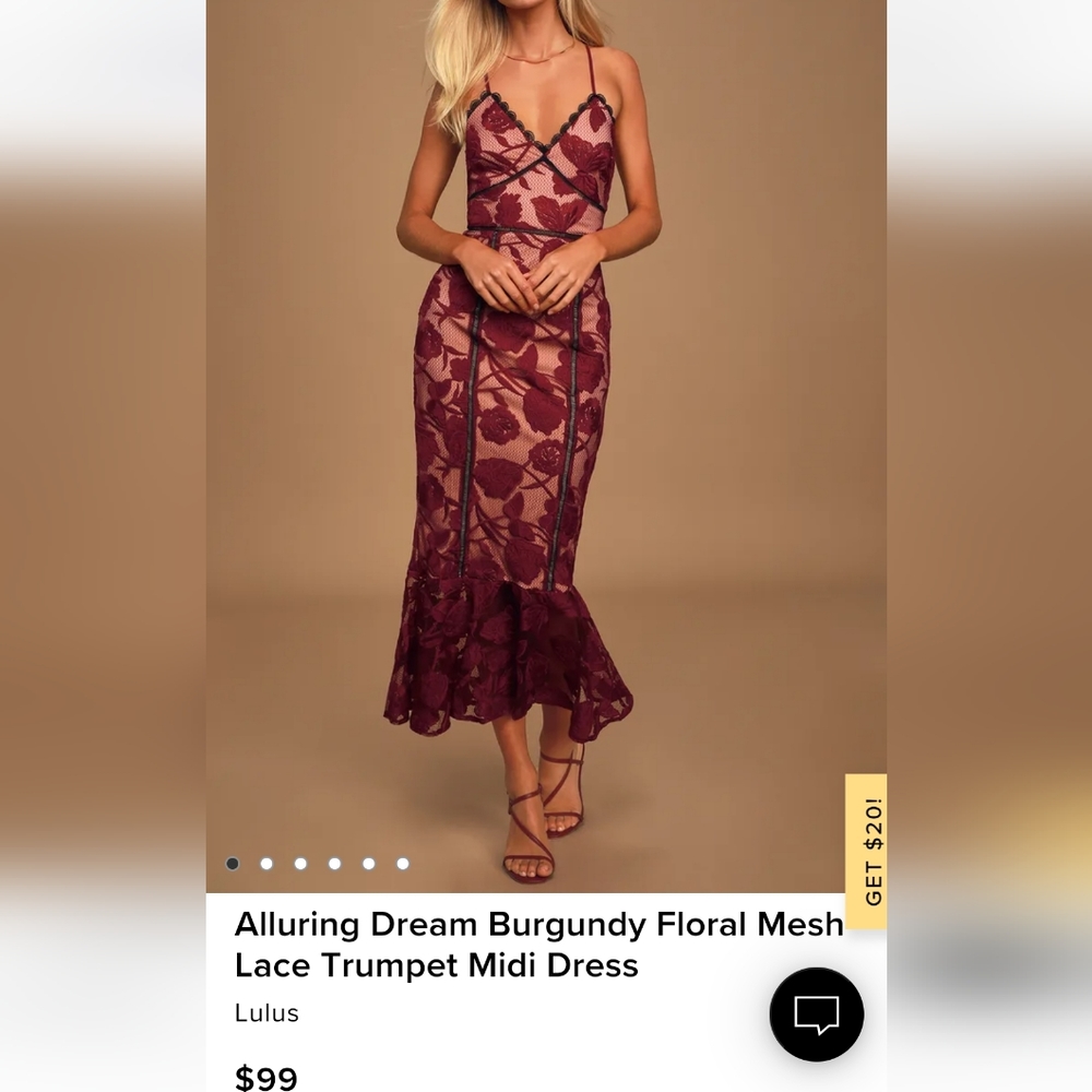 Burgundy lace trumpet dress